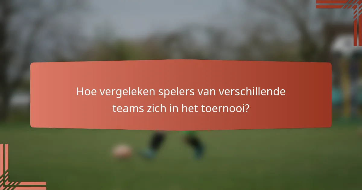 Hoe vergeleken spelers van verschillende teams zich in het toernooi?