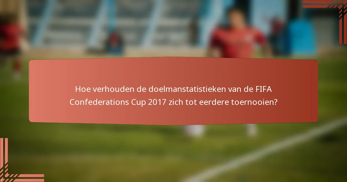 Hoe verhouden de doelmanstatistieken van de FIFA Confederations Cup 2017 zich tot eerdere toernooien?