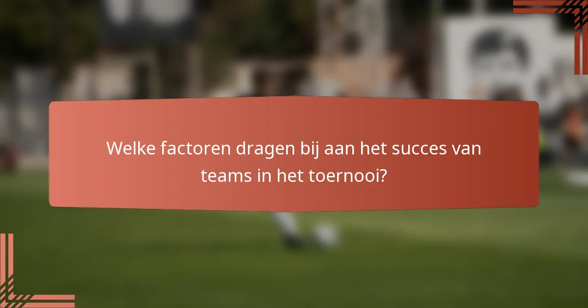 Welke factoren dragen bij aan het succes van teams in het toernooi?