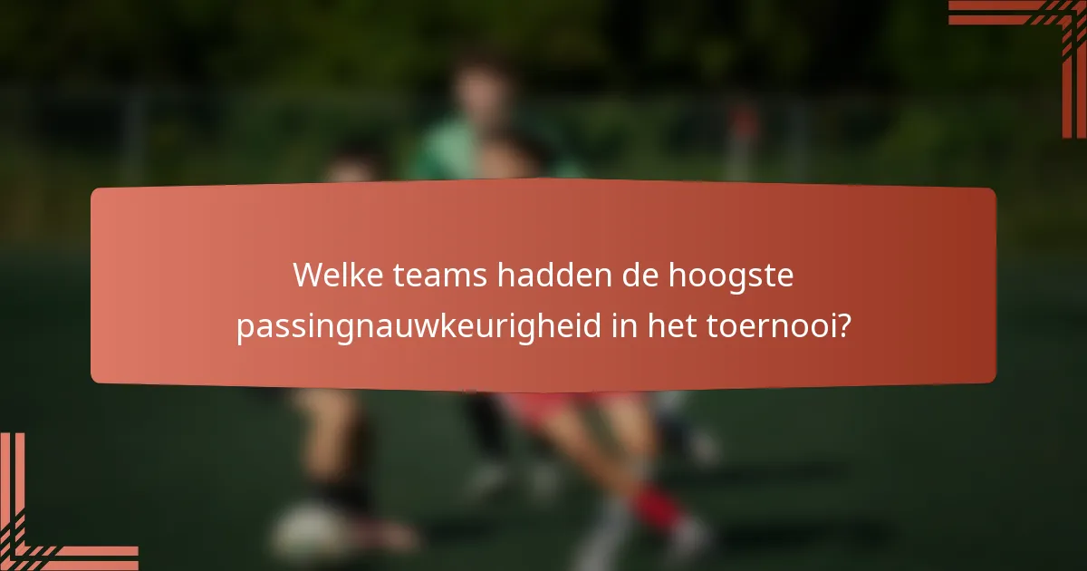 Welke teams hadden de hoogste passingnauwkeurigheid in het toernooi?