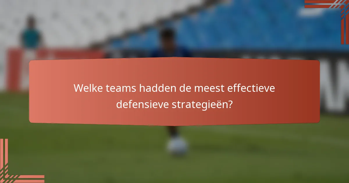 Welke teams hadden de meest effectieve defensieve strategieën?